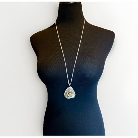 Lucky Brand Western Silver Tone Long Floral Pendant Necklace - Picture 1 of 4
